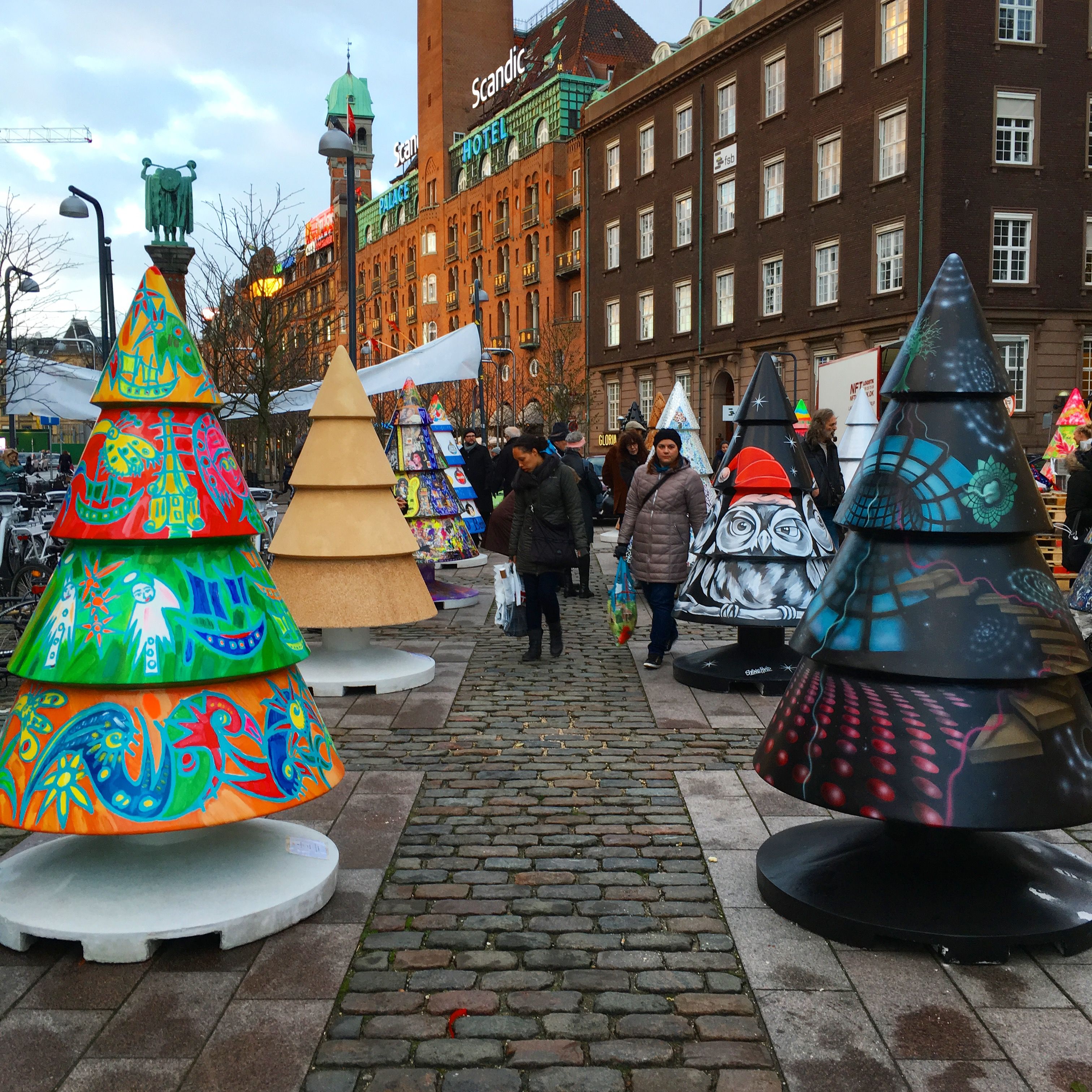 Christmas trees sprouting up in the middle of Strøget