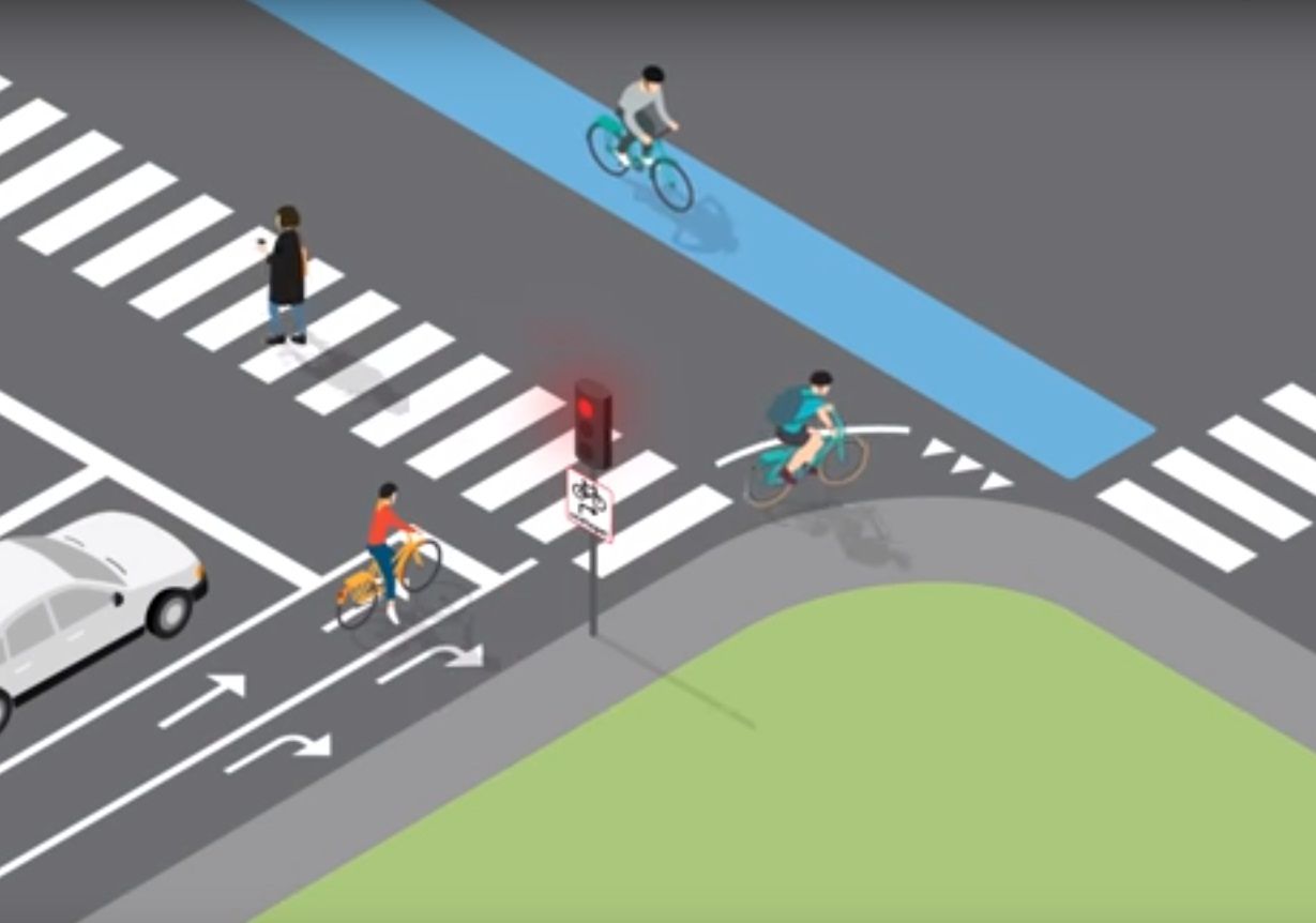 Right turns at red lights trial for bicycles a success