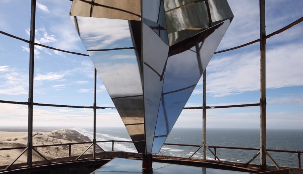 The spinning kaleidoscope built on top of the tower (Photo:  Vimeo)