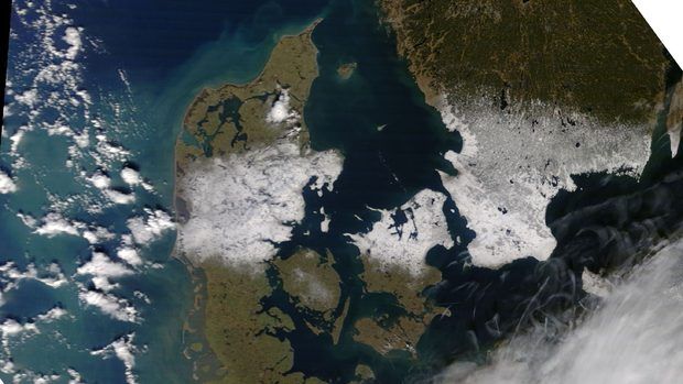 Denmark covered in snow