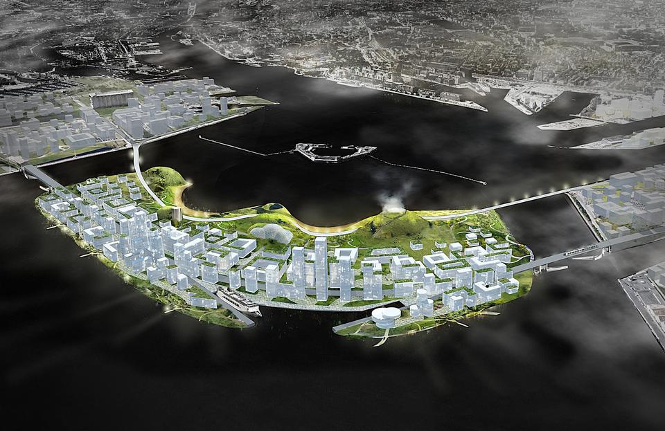 Architects propose artificial island alternative to Copenhagen Harbour tunnel link