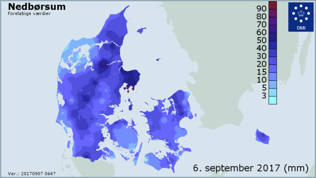 Wednesday the rainiest day of the year in Denmark