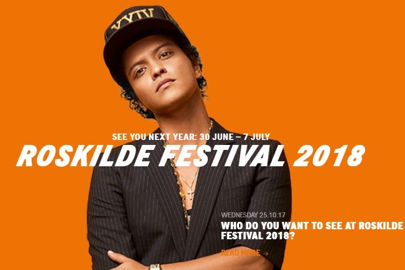 Roskilde Festival unveils Bruno Mars as first big name for 2018