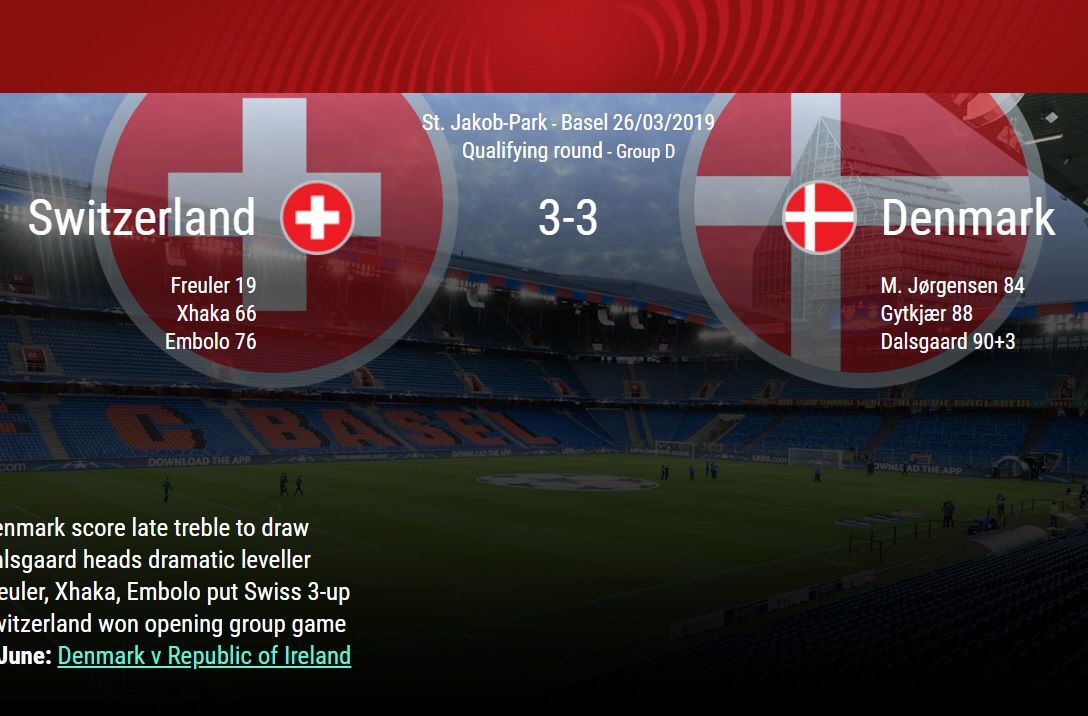 Miracle in Basel! Denmark in epic comeback against the Swiss