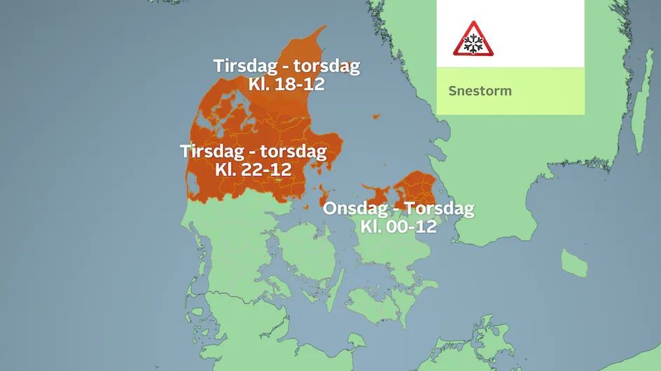 Blizzard warning: heavy snow to hit Denmark on Tuesday night